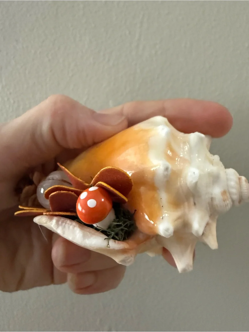Handmade Cream and Brown Fall Seashell